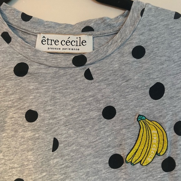 Etre Cecile Gray Polka Dot Tank Top with Banana Patch - Picture 2 of 3